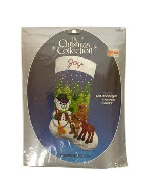 Vintage Paragon Needlecraft Frostys Friends Felt Christmas Stocking Kit 1985